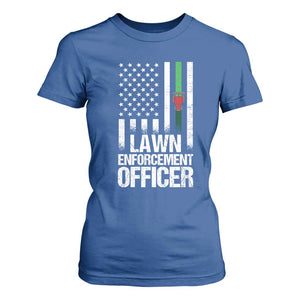 Funny Lawn Enforcement Officer T Shirt For Women Gardening Lawn Mower American Flag TS11 Royal Blue Print Your Wear