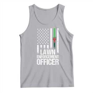 Funny Lawn Enforcement Officer Tank Top Gardening Lawn Mower American Flag TS11 Athletic Heather Print Your Wear