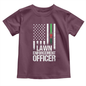 Funny Lawn Enforcement Officer Toddler T Shirt Gardening Lawn Mower American Flag TS11 Maroon Print Your Wear