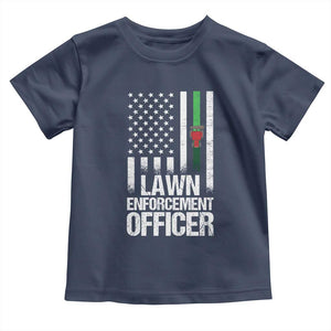 Funny Lawn Enforcement Officer Toddler T Shirt Gardening Lawn Mower American Flag TS11 Navy Print Your Wear