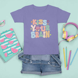 Funny Special Education Teacher T Shirt For Kid Kiss Your Brain Retro Groove Flower Star TS11 Violet Print Your Wear
