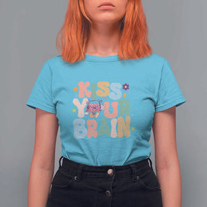 Funny Special Education Teacher T Shirt For Women Kiss Your Brain Retro Groove Flower Star TS11 Sky Print Your Wear