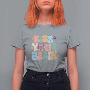 Funny Special Education Teacher T Shirt For Women Kiss Your Brain Retro Groove Flower Star TS11 Sport Gray Print Your Wear