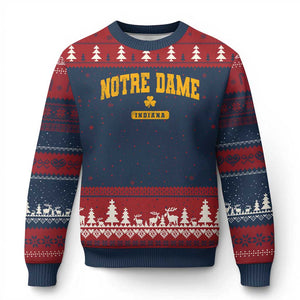 Notre Dame Indiana Ugly Christmas Sweater Vintage Varsity Sports IN State Gold Shamrock