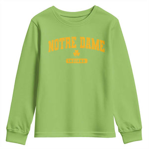 Notre Dame Indiana Youth Sweatshirt Vintage Varsity Sports IN State Gold Shamrock