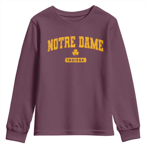 Notre Dame Indiana Youth Sweatshirt Vintage Varsity Sports IN State Gold Shamrock