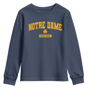 Notre Dame Indiana Youth Sweatshirt Vintage Varsity Sports IN State Gold Shamrock