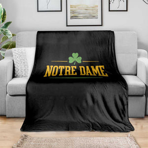 Notre Dame Throw Blanket Vintage Varsity Sports IN State Gold Shamrock