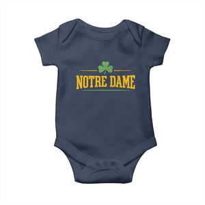 Notre Dame Baby Onesie Vintage Varsity Sports IN State Gold Shamrock