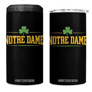 Notre Dame 4 in 1 Can Cooler Tumbler Vintage Varsity Sports IN State Gold Shamrock