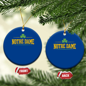 Notre Dame Ceramic Ornament Vintage Varsity Sports IN State Gold Shamrock