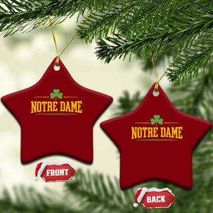 Notre Dame Ceramic Ornament Vintage Varsity Sports IN State Gold Shamrock
