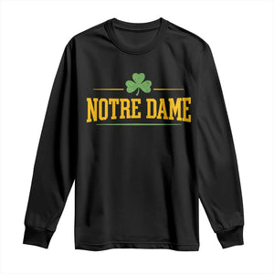 Notre Dame Long Sleeve Shirt Vintage Varsity Sports IN State Gold Shamrock