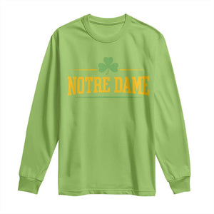 Notre Dame Long Sleeve Shirt Vintage Varsity Sports IN State Gold Shamrock