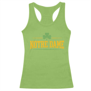 Notre Dame Racerback Tank Top Vintage Varsity Sports IN State Gold Shamrock