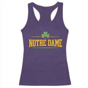 Notre Dame Racerback Tank Top Vintage Varsity Sports IN State Gold Shamrock