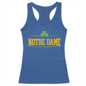 Notre Dame Racerback Tank Top Vintage Varsity Sports IN State Gold Shamrock