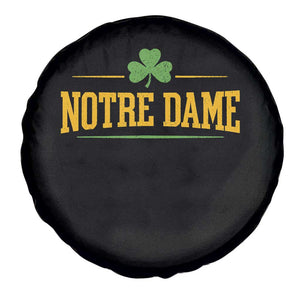 Notre Dame Spare Tire Cover Vintage Varsity Sports IN State Gold Shamrock