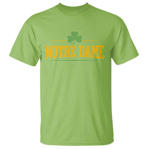 Notre Dame T Shirt Vintage Varsity Sports IN State Gold Shamrock