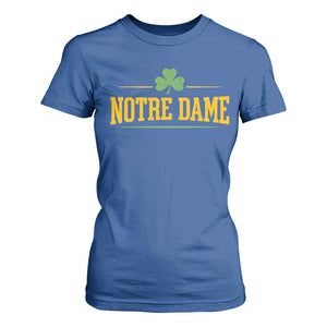 Notre Dame T Shirt For Women Vintage Varsity Sports IN State Gold Shamrock
