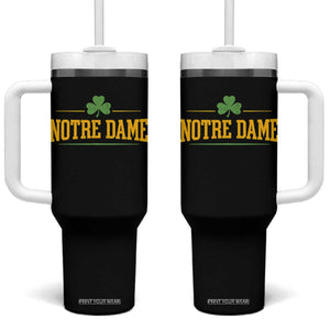 Notre Dame Tumbler With Handle Vintage Varsity Sports IN State Gold Shamrock