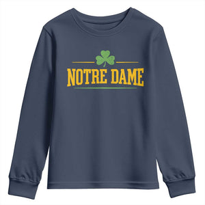 Notre Dame Youth Sweatshirt Vintage Varsity Sports IN State Gold Shamrock
