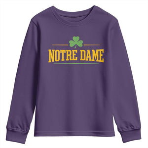 Notre Dame Youth Sweatshirt Vintage Varsity Sports IN State Gold Shamrock