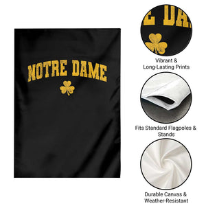 Notre Dame Indiana State Garden Flag Vintage Varsity Sports Jersey Style Gold Shamrock