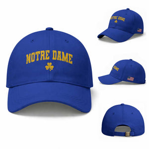 Notre Dame Indiana State Baseball Cap Vintage Varsity Sports Jersey Style Gold Shamrock