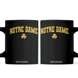 Notre Dame Indiana State Coffee Mug Vintage Varsity Sports Jersey Style Gold Shamrock