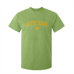 Notre Dame Indiana State T Shirt For Kid Vintage Varsity Sports Jersey Style Gold Shamrock