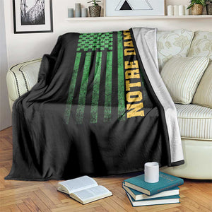 Vintage Notre Dame Indiana Shamrock American Flag Throw Blanket