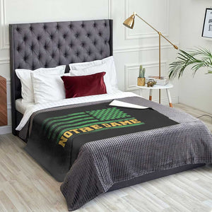 Vintage Notre Dame Indiana Shamrock American Flag Throw Blanket