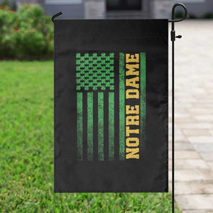 Vintage Notre Dame Indiana Shamrock American Flag Garden Flag