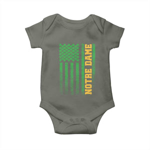Vintage Notre Dame Indiana Shamrock American Flag Baby Onesie