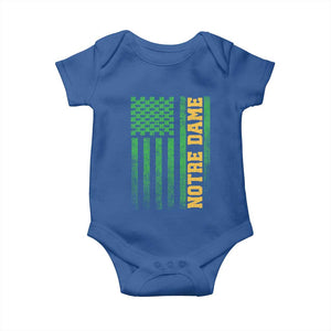 Vintage Notre Dame Indiana Shamrock American Flag Baby Onesie