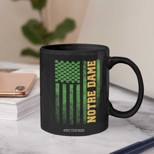 Vintage Notre Dame Indiana Shamrock American Flag Coffee Mug