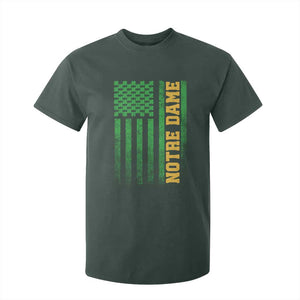 Vintage Notre Dame Indiana Shamrock American Flag T Shirt For Kid
