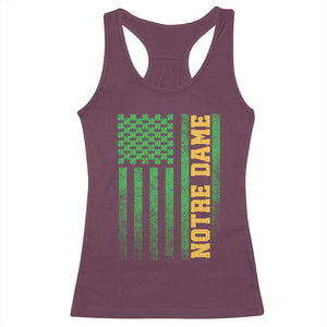 Vintage Notre Dame Indiana Shamrock American Flag Racerback Tank Top