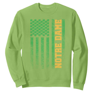 Vintage Notre Dame Indiana Shamrock American Flag Sweatshirt