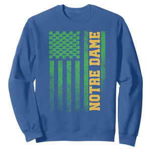 Vintage Notre Dame Indiana Shamrock American Flag Sweatshirt
