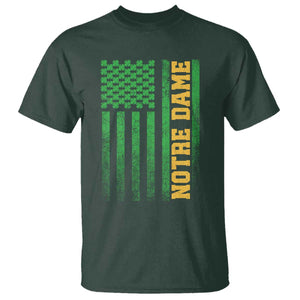Vintage Notre Dame Indiana Shamrock American Flag T Shirt