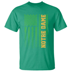 Vintage Notre Dame Indiana Shamrock American Flag T Shirt