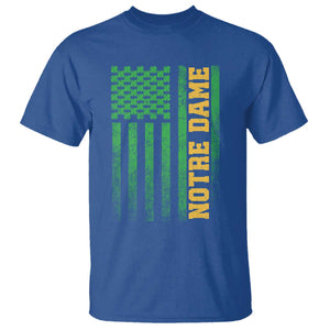 Vintage Notre Dame Indiana Shamrock American Flag T Shirt