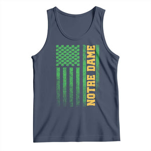 Vintage Notre Dame Indiana Shamrock American Flag Tank Top