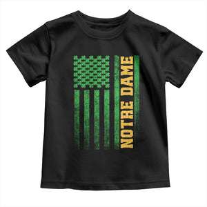 Vintage Notre Dame Indiana Shamrock American Flag Toddler T Shirt