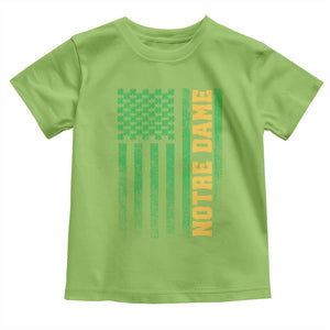 Vintage Notre Dame Indiana Shamrock American Flag Toddler T Shirt