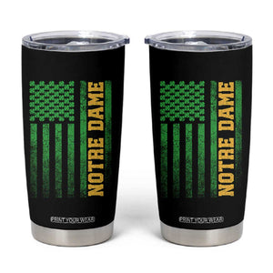 Vintage Notre Dame Indiana Shamrock American Flag Tumbler Cup