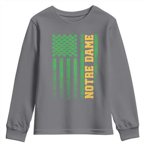 Vintage Notre Dame Indiana Shamrock American Flag Youth Sweatshirt