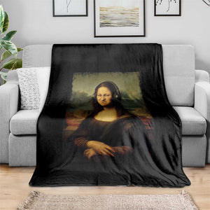 Funny Mona Lisa Bass Face Music Lovers DJs Throw Blanket